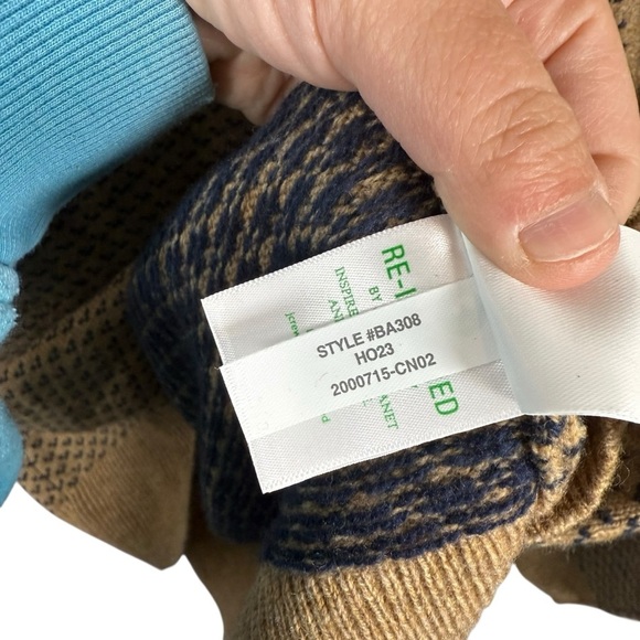 NWT J. Crew Men’s Rugged Merino Wool Bird’s Eye Sweater in Tan/Navy Size XL - Picture 13 of 13